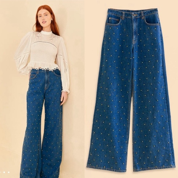 Farm Rio Baggy Beaded Jeans - Picture 6 of 6